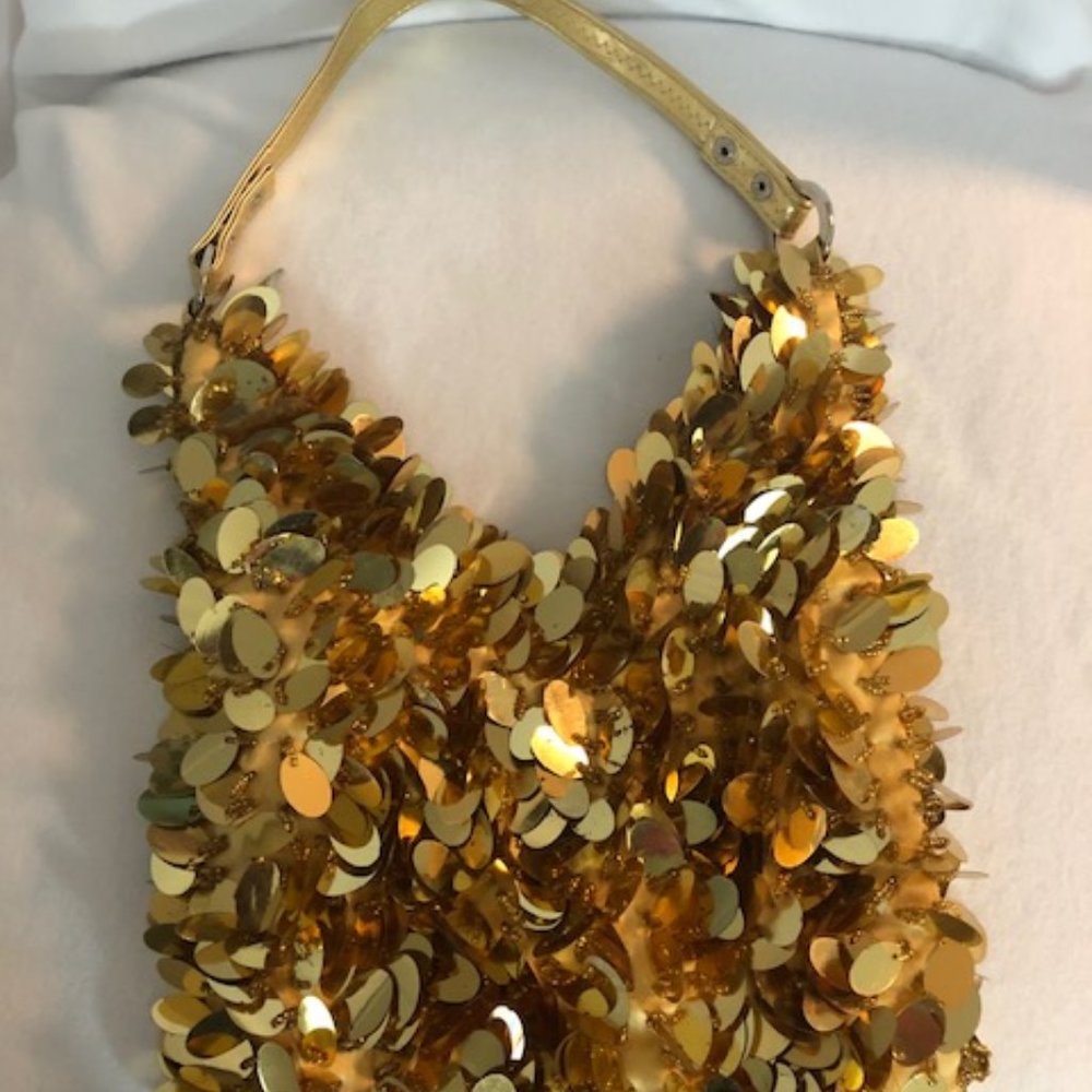 Gold Sequin Purse, Dressy or Casual with Strap